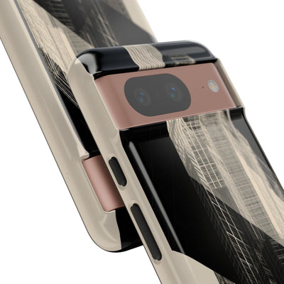 Beige Tough Phone Case for Google Pixel - Monolith Urban Grid