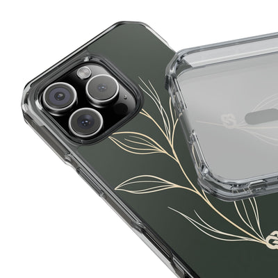 Minimal Botanical Stem · Clear Impact Magnetic Phone Case for iPhone ·  Green