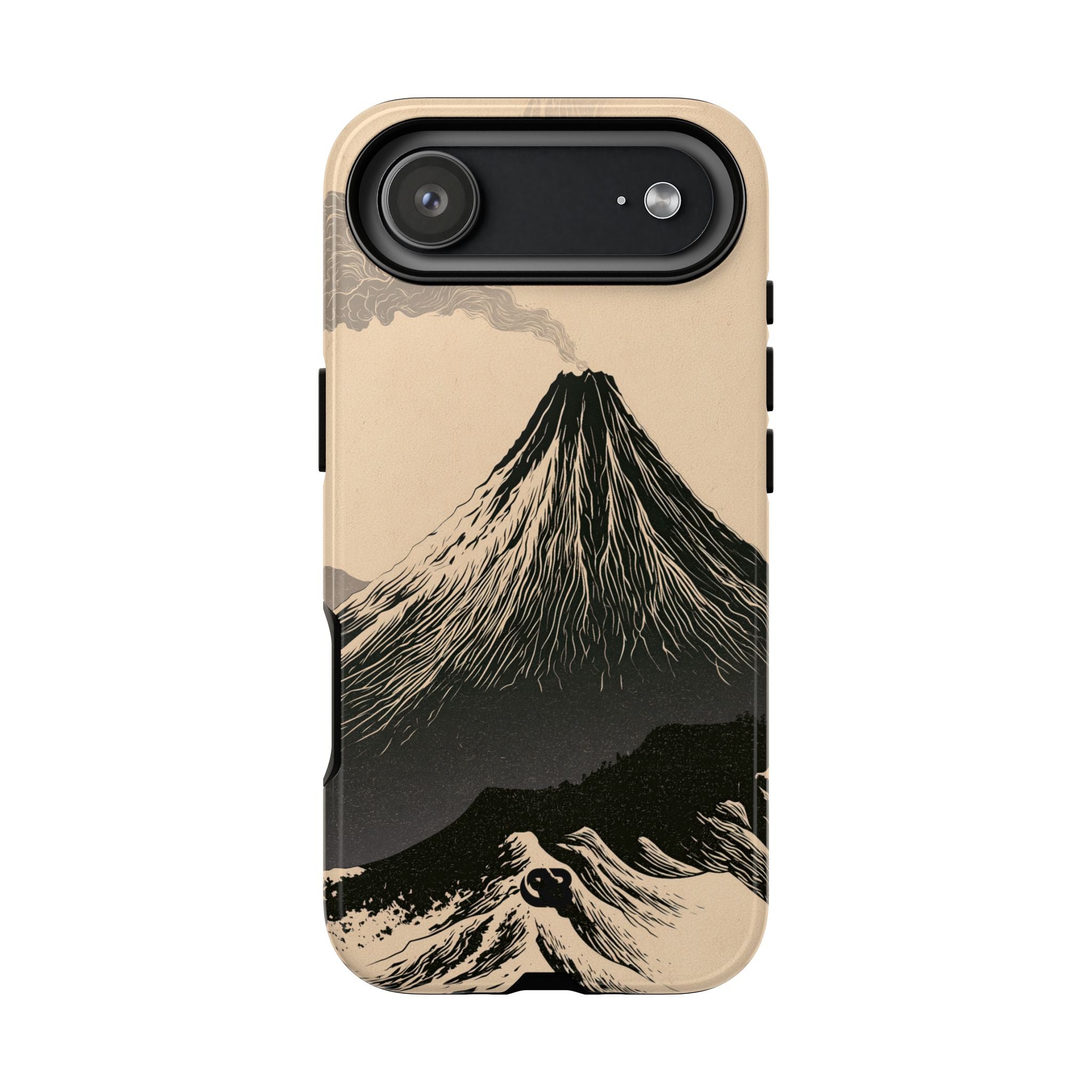 Beige Tough Phone Case for iPhone - Obsidian Ink Summit