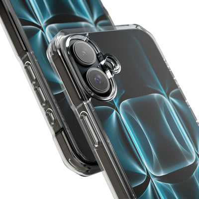 Translucent Cyber Grid · Clear Impact Magnetic Phone Case for iPhone ·  Teal