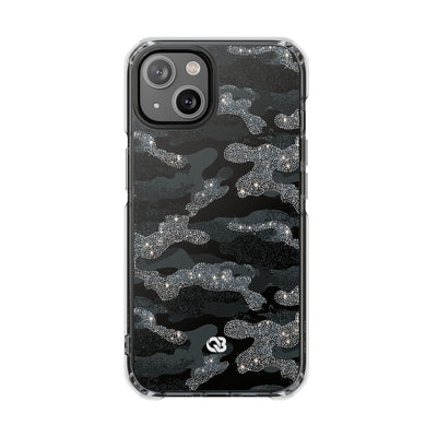 Glitter Shadow Camo · Clear Impact Magnetic Phone Case for iPhone · Black