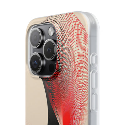 Red Lite Phone Case for iPhone - Crimson Grid Vortex