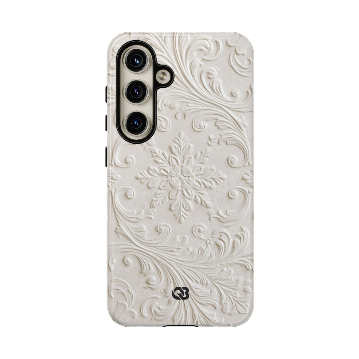 Ivory Baroque Relief · Tough Phone Case for Samsung · White