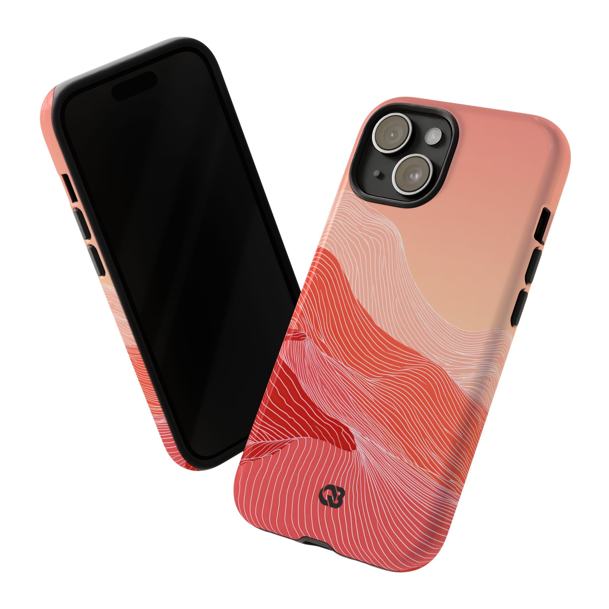Red Tough Phone Case for iPhone - Crimson Ridge Contour