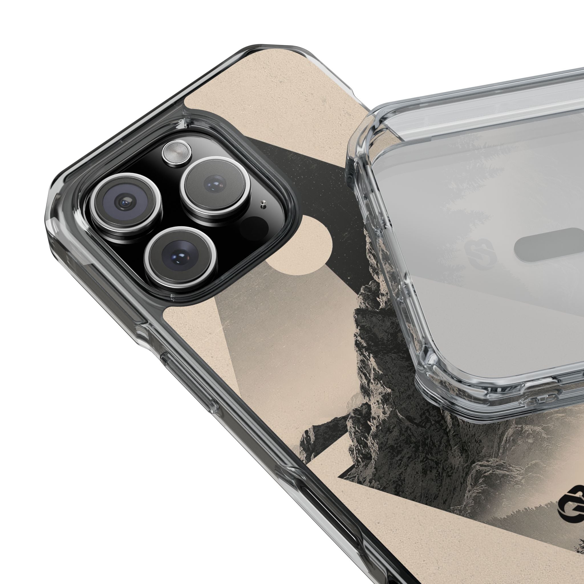 Beige Impact MagSafe Phone Case for iPhone - Obsidian Summit Parchment