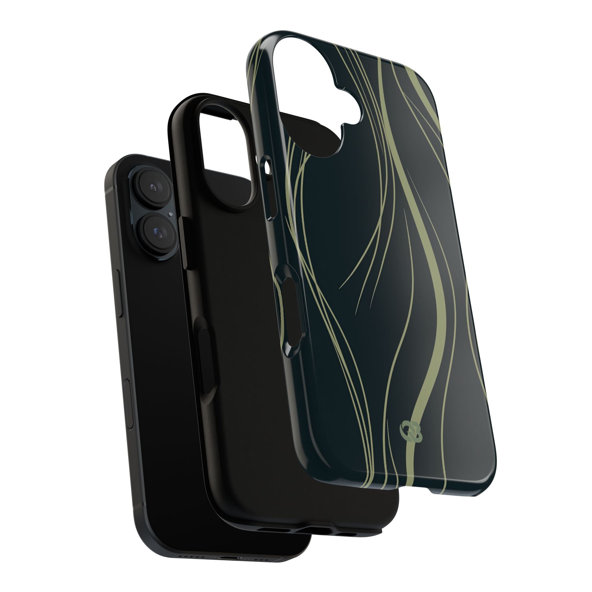 Green Tough Phone Case for iPhone - Obsidian Sage Flow