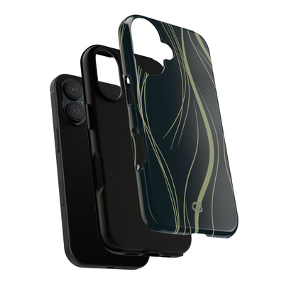 Green Tough Phone Case for iPhone - Obsidian Sage Flow