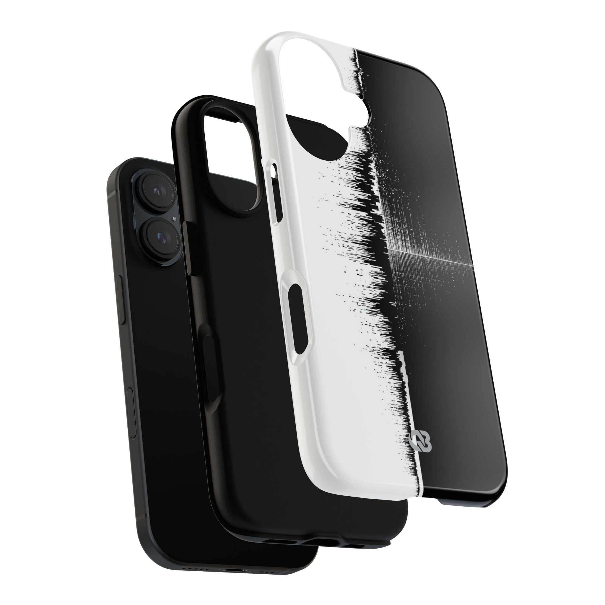 Black Tough Phone Case for iPhone - Static Signal Split