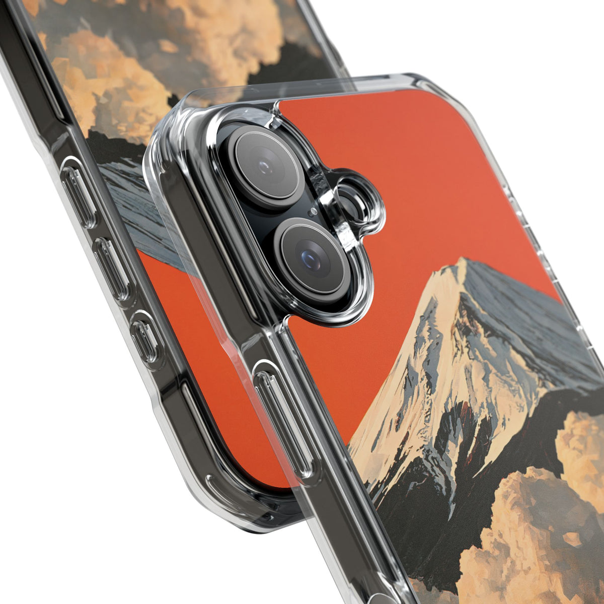 Sacred Peak Fuji · Clear Impact Magnetic Phone Case for iPhone · Orange