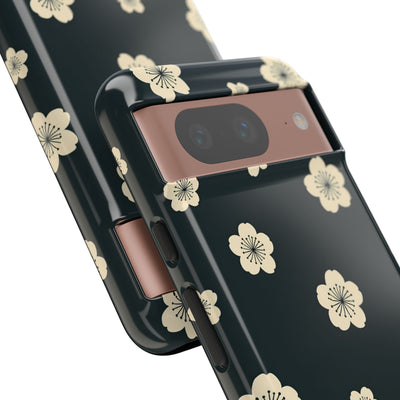 Teal Tough Phone Case for Google Pixel - Obsidian Cream Petals