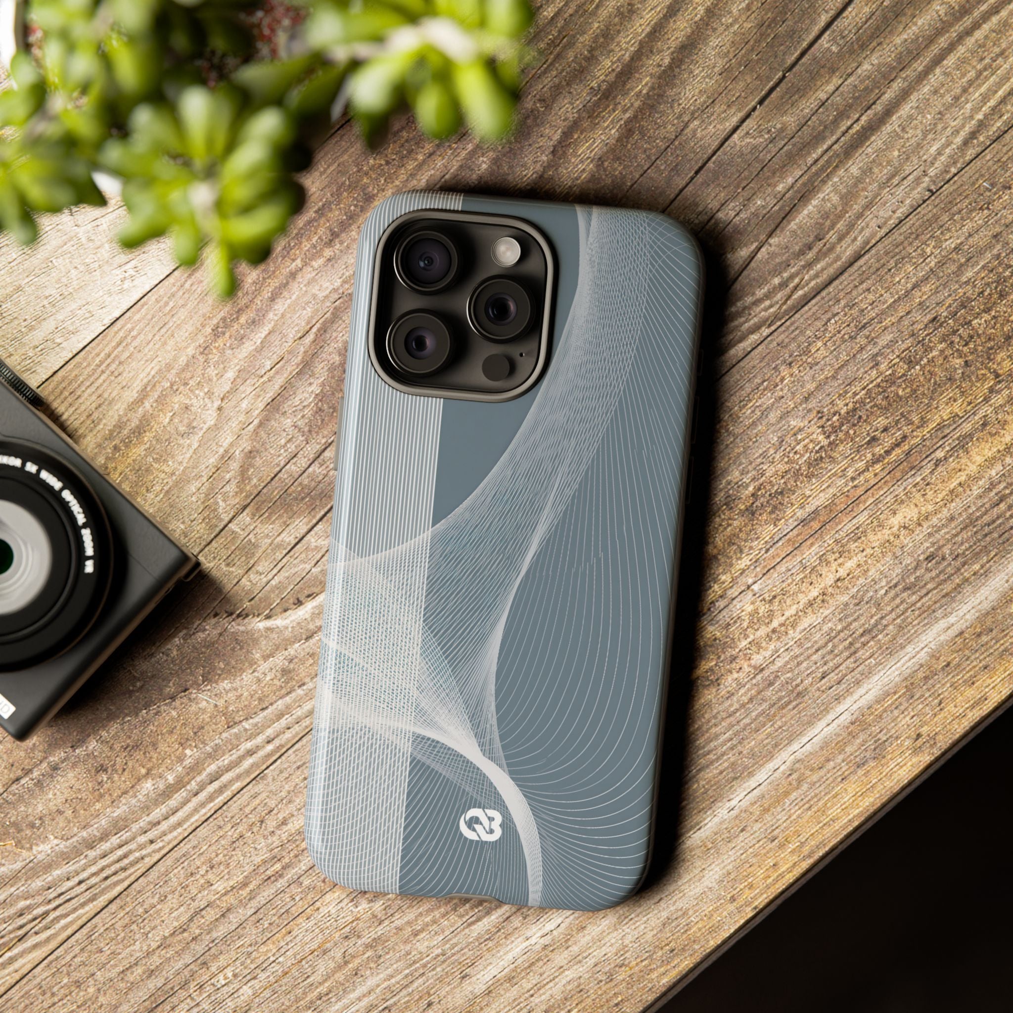 Grey Tough Phone Case for iPhone - Slate Mesh Horizon