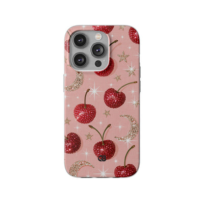 Bedazzled Ruby Cherries · Lite Phone Case for iPhone ·  Pink