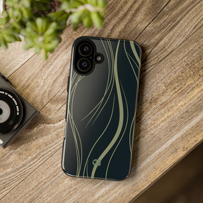 Green Tough Phone Case for iPhone - Obsidian Sage Flow