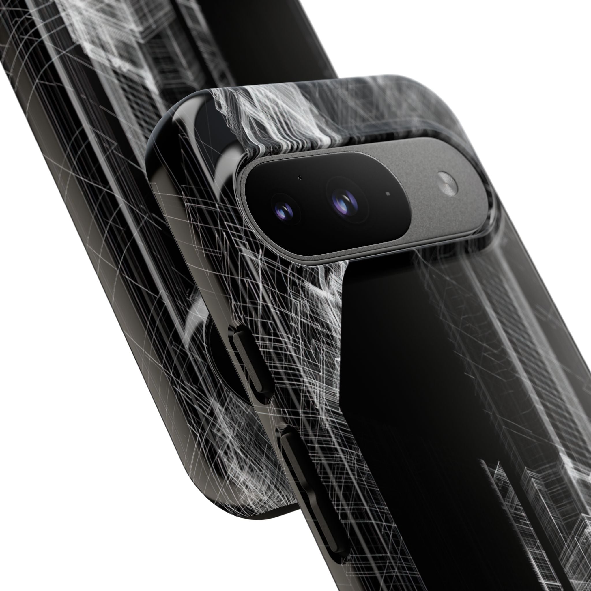 Black Tough Phone Case for Google Pixel - Ghost Urban Wireframe