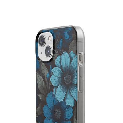 Obsidian Blue Petals · Soft Phone Case for iPhone