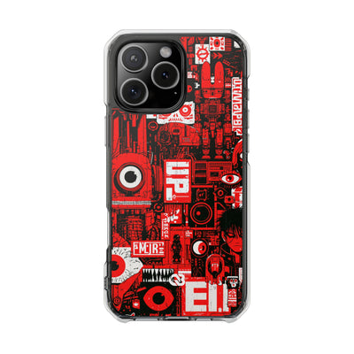 Neo Mecha Collage · Clear Impact Magnetic Phone Case for iPhone · Red