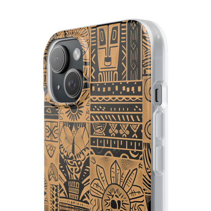 Tribal Faces iPhone 15 Plus Cover - Soft