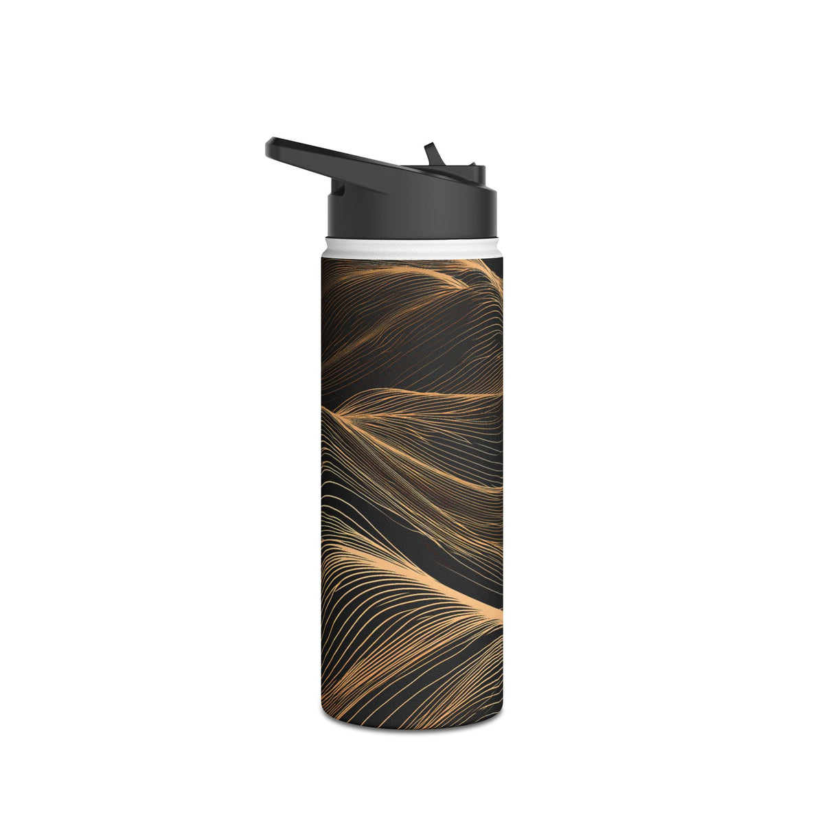 Golden Horizon Contours · Insulated Water Bottle · Black
