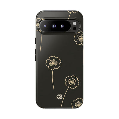 Black Tough Phone Case for Google Pixel - Obsidian Sand Petals