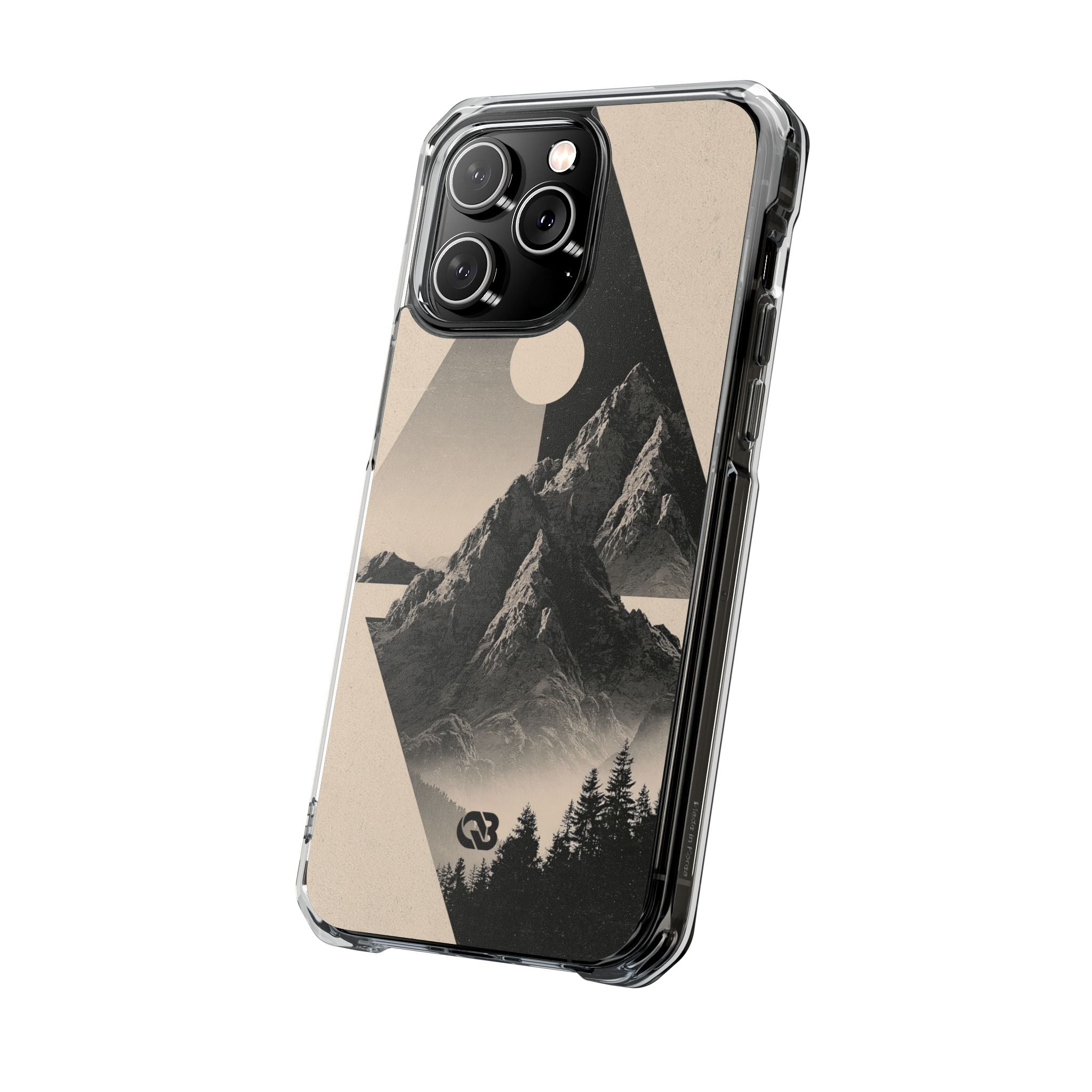 Beige Impact MagSafe Phone Case for iPhone - Obsidian Summit Parchment