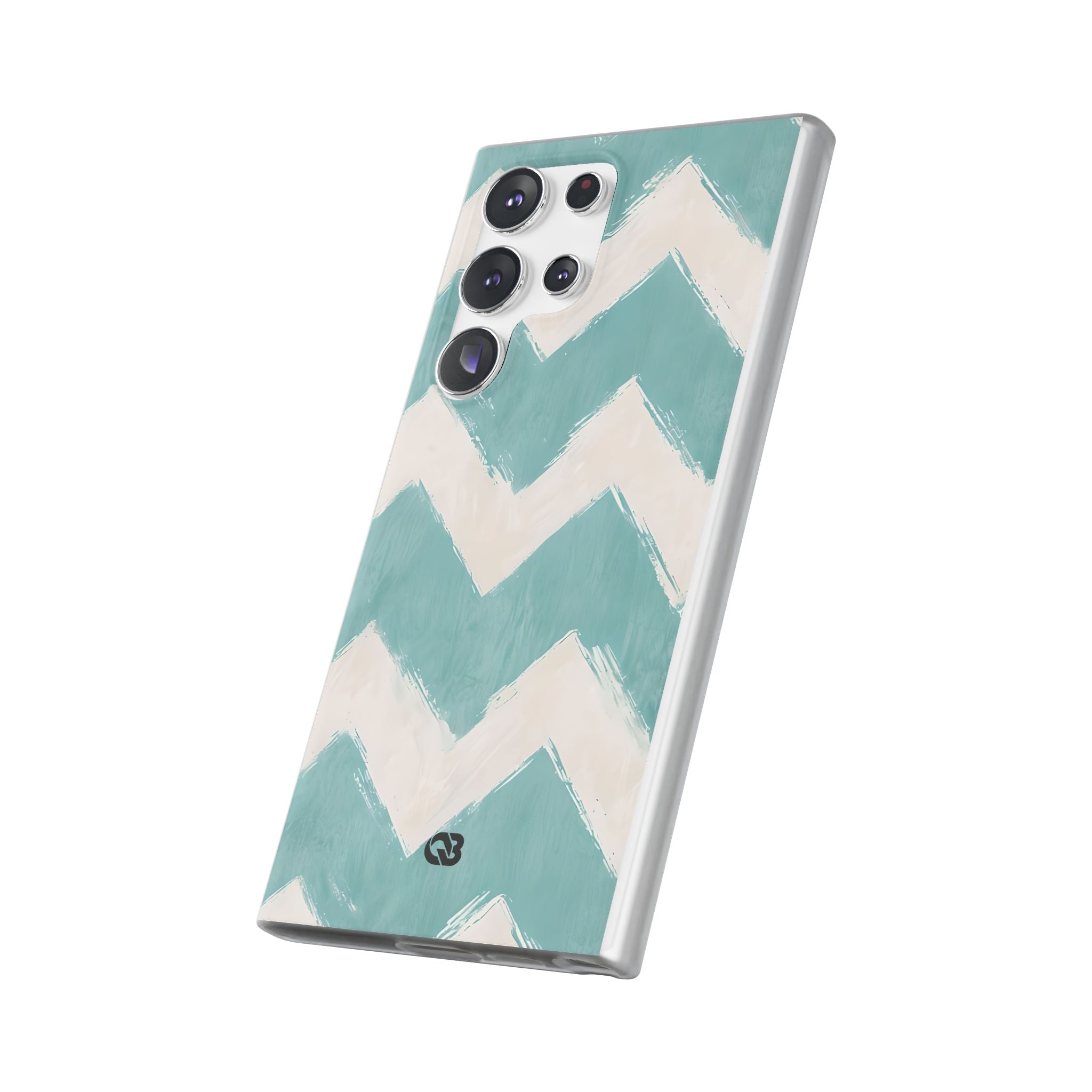 Teal Painted Chevron · Soft Phone Case for Samsung