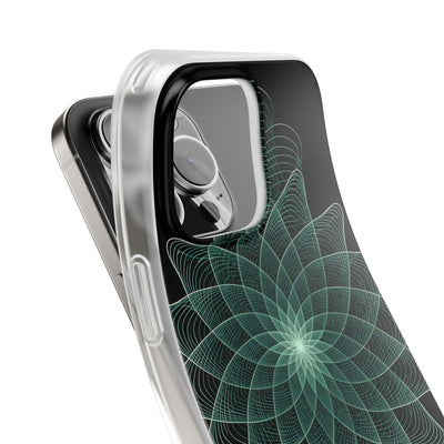 Green Lite Phone Case for iPhone - Cyan Signal Bloom