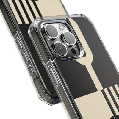Black Impact MagSafe Phone Case for iPhone - Ivory Signal Grid
