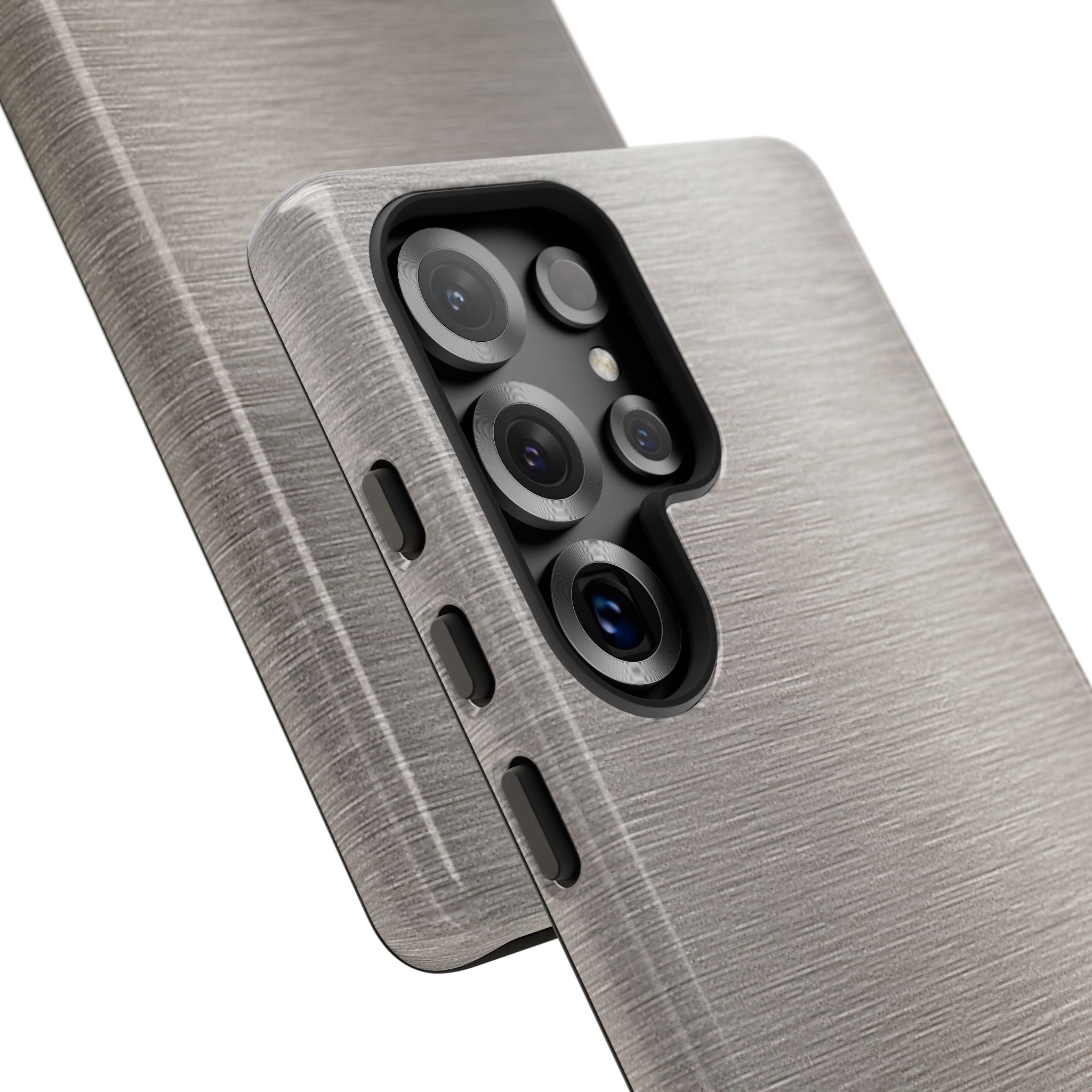 Grey Tough Phone Case for Samsung - Brushed Nickel Linen