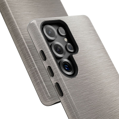 Grey Tough Phone Case for Samsung - Brushed Nickel Linen