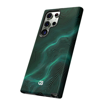 Teal Tough Phone Case for Samsung - Neon Jade Contour