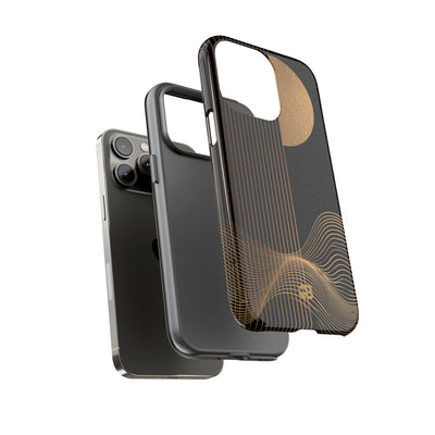 Gold Tough Phone Case for iPhone - Gilded Obsidian Dunes
