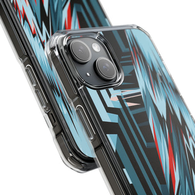 Blue Impact MagSafe Phone Case for iPhone - Glitch Peak Cyan