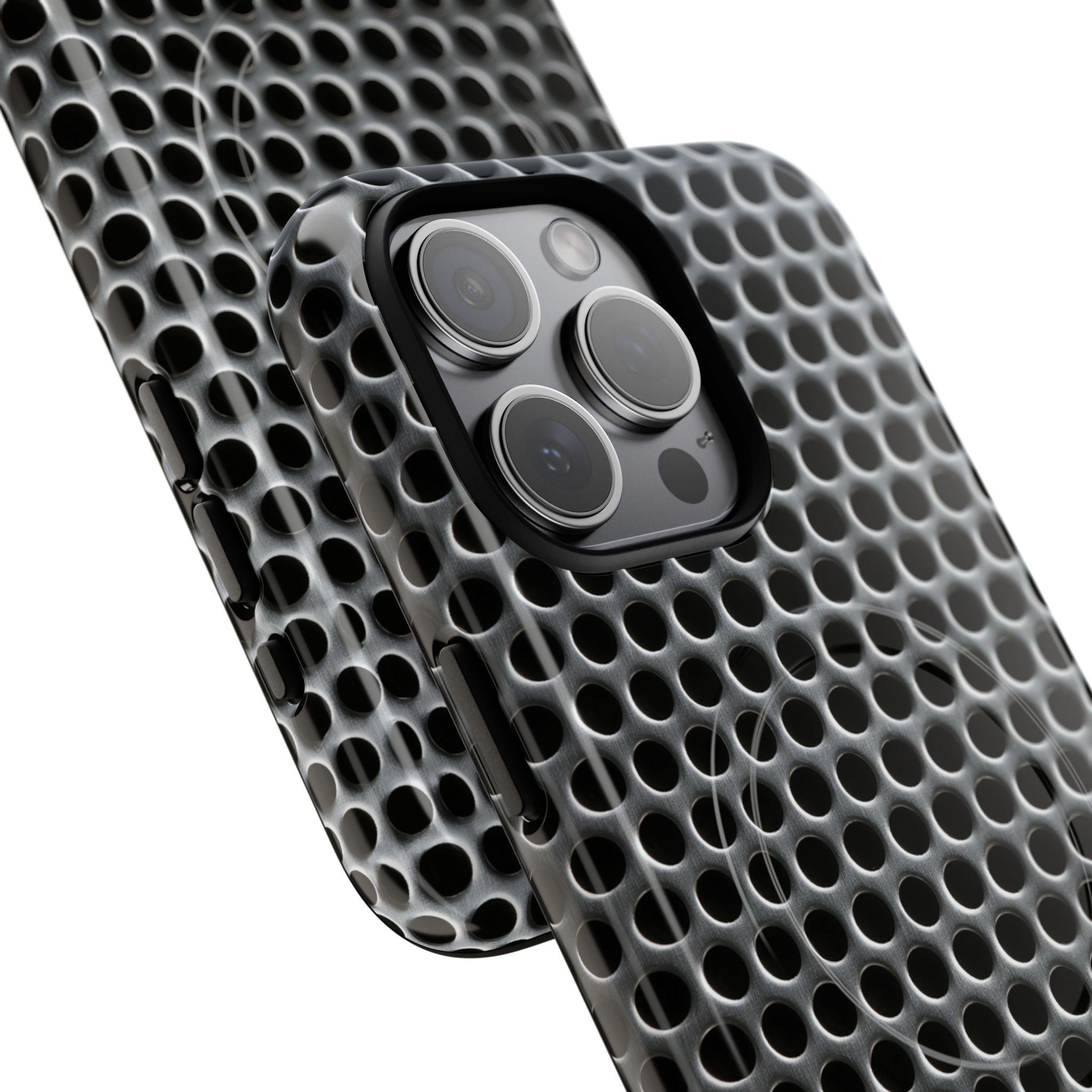 Silver Tough 2.0 Magsafe Phone Case for iPhone - Brutalist Steel Mesh