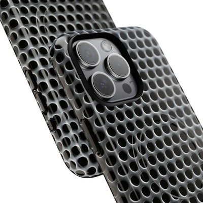 Silver Tough 2.0 Magsafe Phone Case for iPhone - Brutalist Steel Mesh