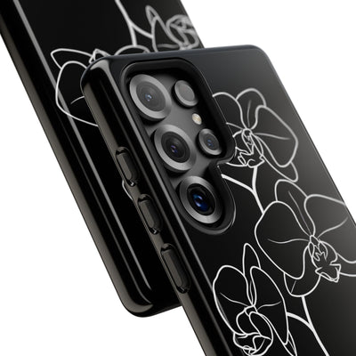 Black Tough Phone Case for Samsung - Noir Alabaster Orchid