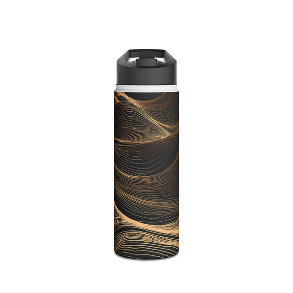 Golden Horizon Contours · Insulated Water Bottle · Black
