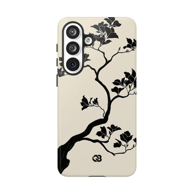 Beige Tough Phone Case for Samsung - Obsidian Bonsai Silhouette