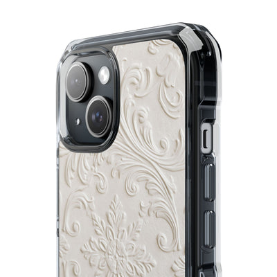 White Impact MagSafe Phone Case for iPhone - Alabaster Floral Relief