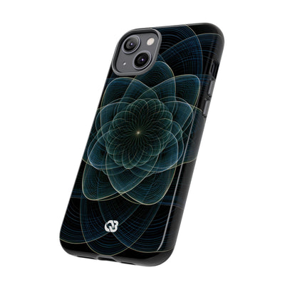 Blue Tough Phone Case for iPhone - Celestial Wireframe Bloom