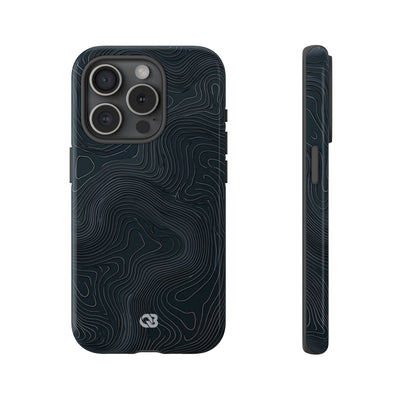 Black Tough Phone Case for iPhone - Obsidian Ridge Topo