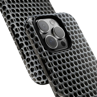 Silver Tough Phone Case for iPhone - Brutalist Steel Mesh