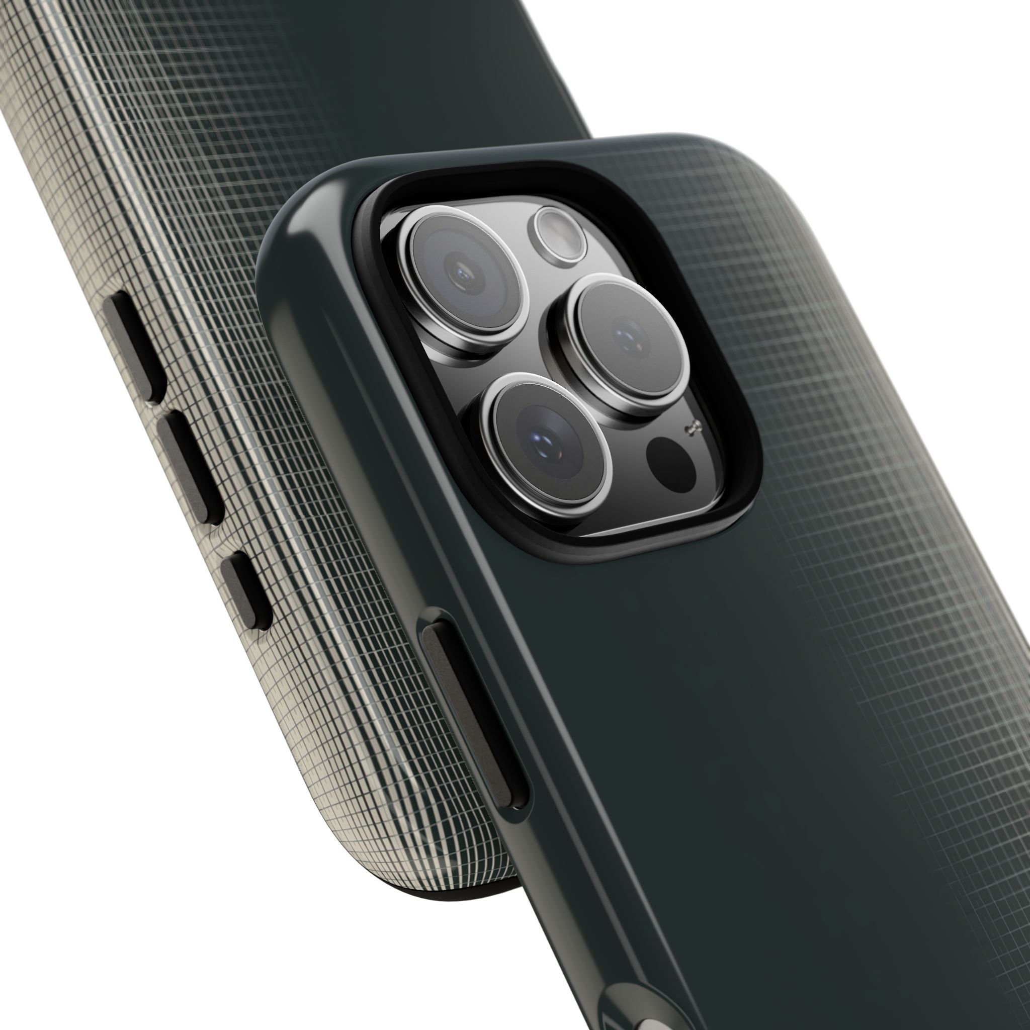 Grey Tough Phone Case for iPhone - Charcoal Tech Grid