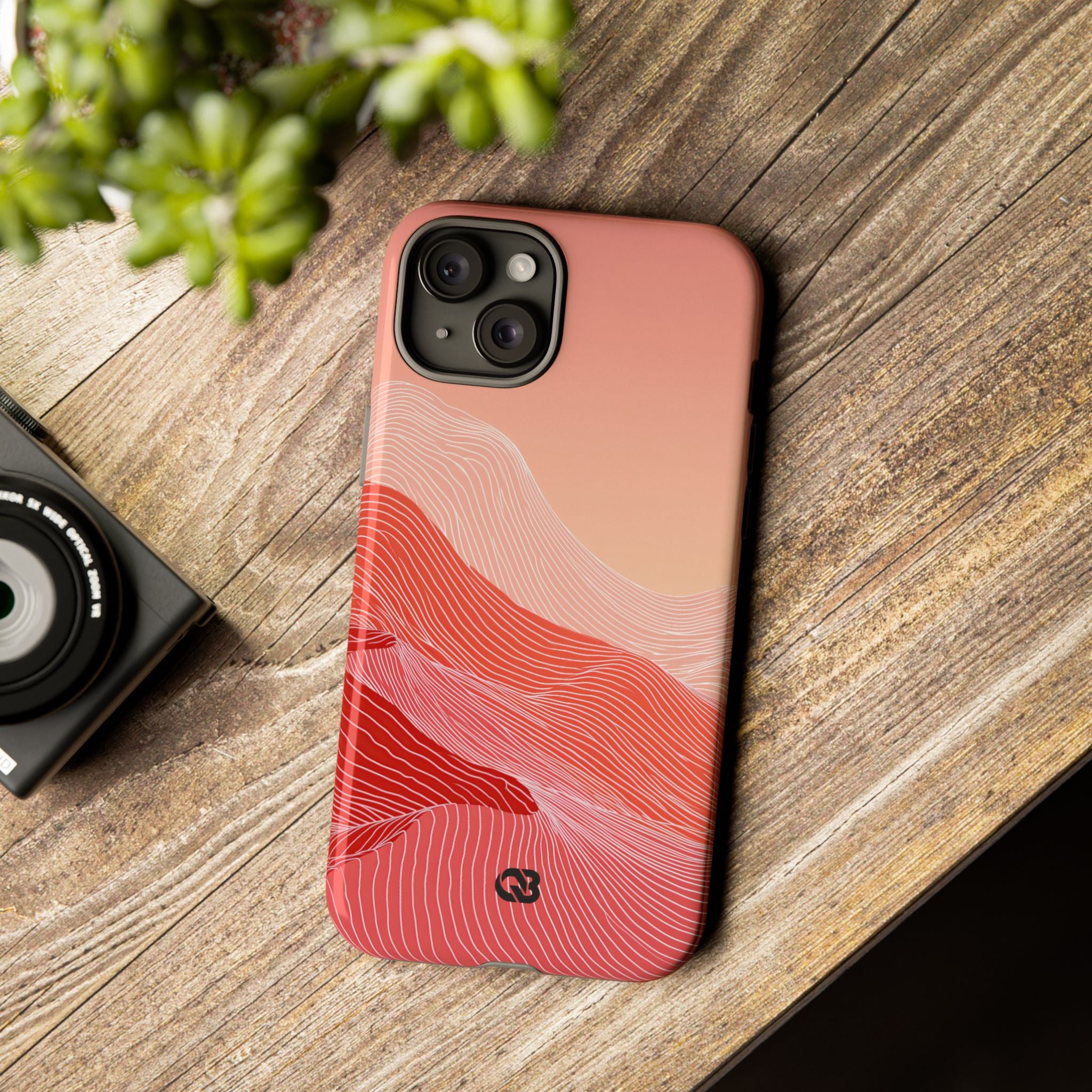 Red Tough Phone Case for iPhone - Crimson Ridge Contour