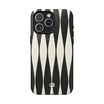 Black Tough 2.0 Magsafe Phone Case for iPhone - Ivory Spindle Grid