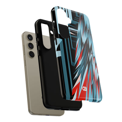 Blue Tough Phone Case for Samsung - Glitch Peak Cyan