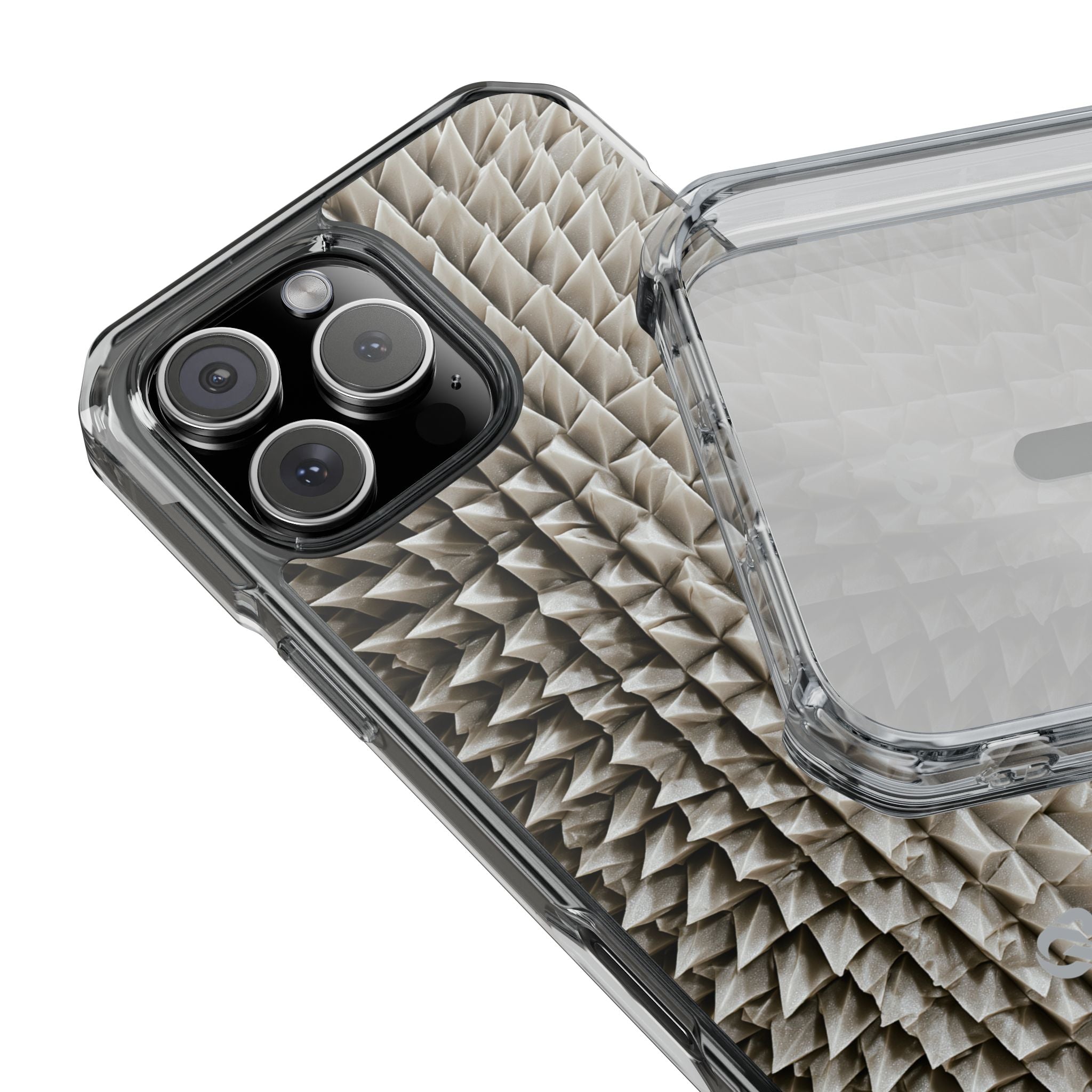 Beige Impact MagSafe Phone Case for iPhone - Bone Spiked Grid