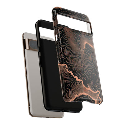 Orange Tough Phone Case for Google Pixel - Salmon Ridge Topo