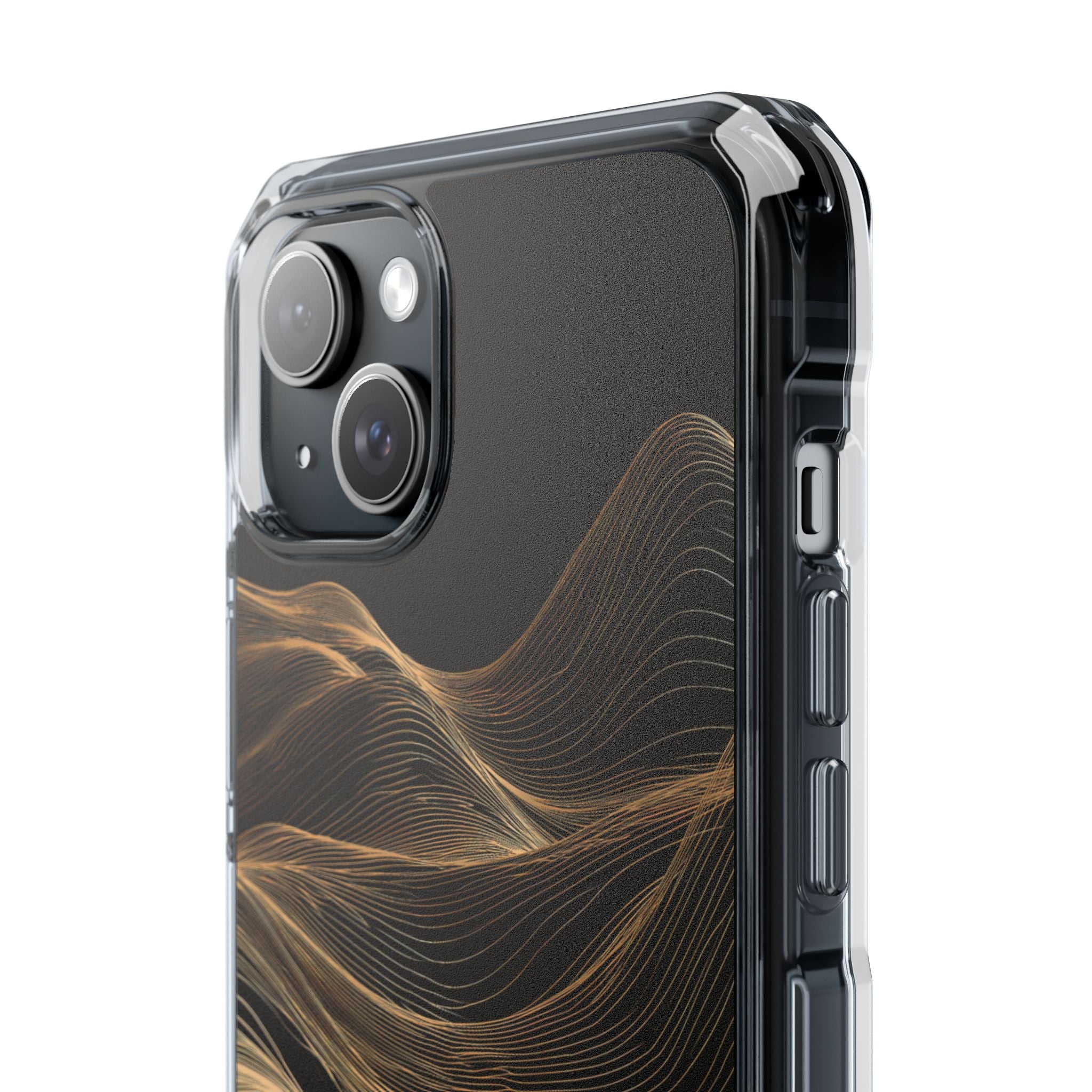 Black Impact MagSafe Phone Case for iPhone - Copper Topo Ridge