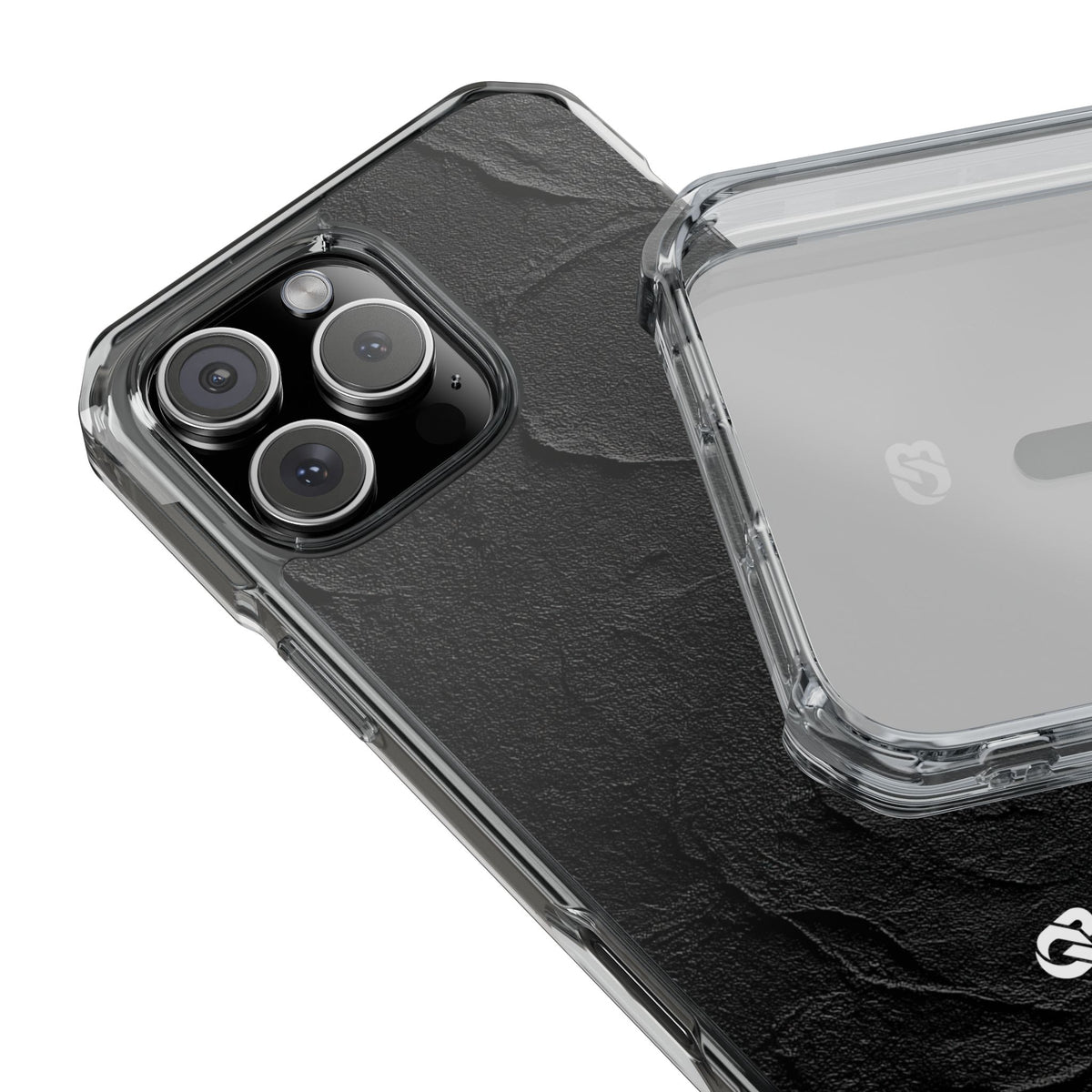 Obsidian Stucco Relief · Clear Impact Magnetic Phone Case for iPhone ·  Black