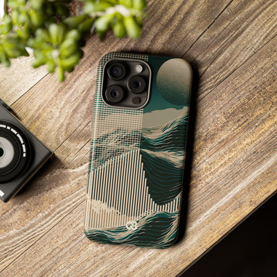Green Tough Phone Case for iPhone - Lunar Moss Topography